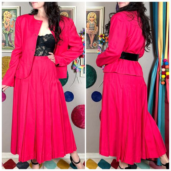 Vintage 1980s Hot Pink 2-Piece Jacket and Skirt Set - Picture 4 of 8